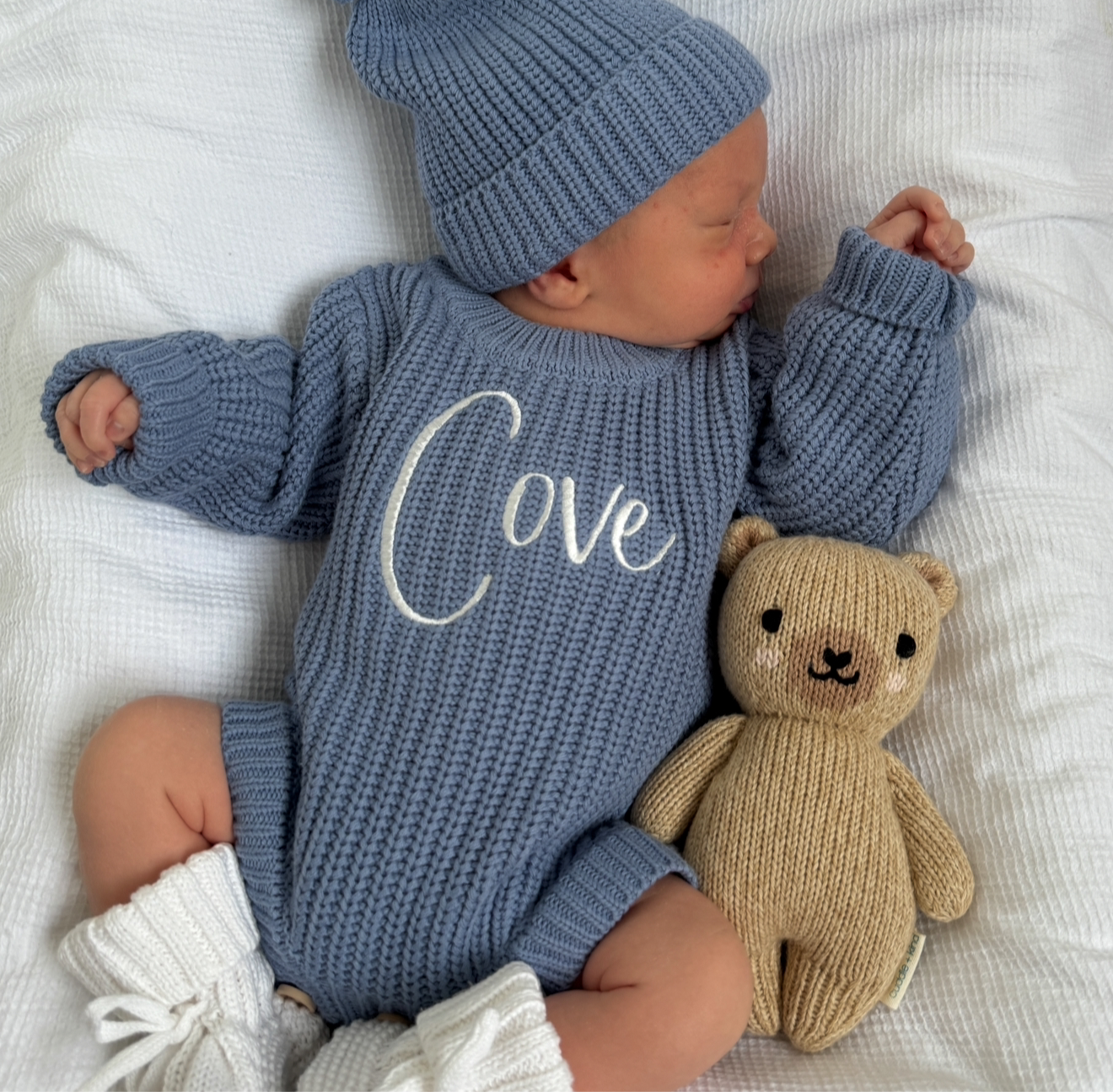 Blue Personalised Luxury Knitted Romper