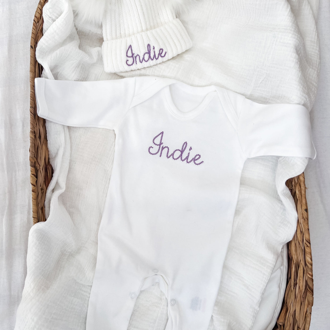 Personalised Chain Embroidered Sleepsuit