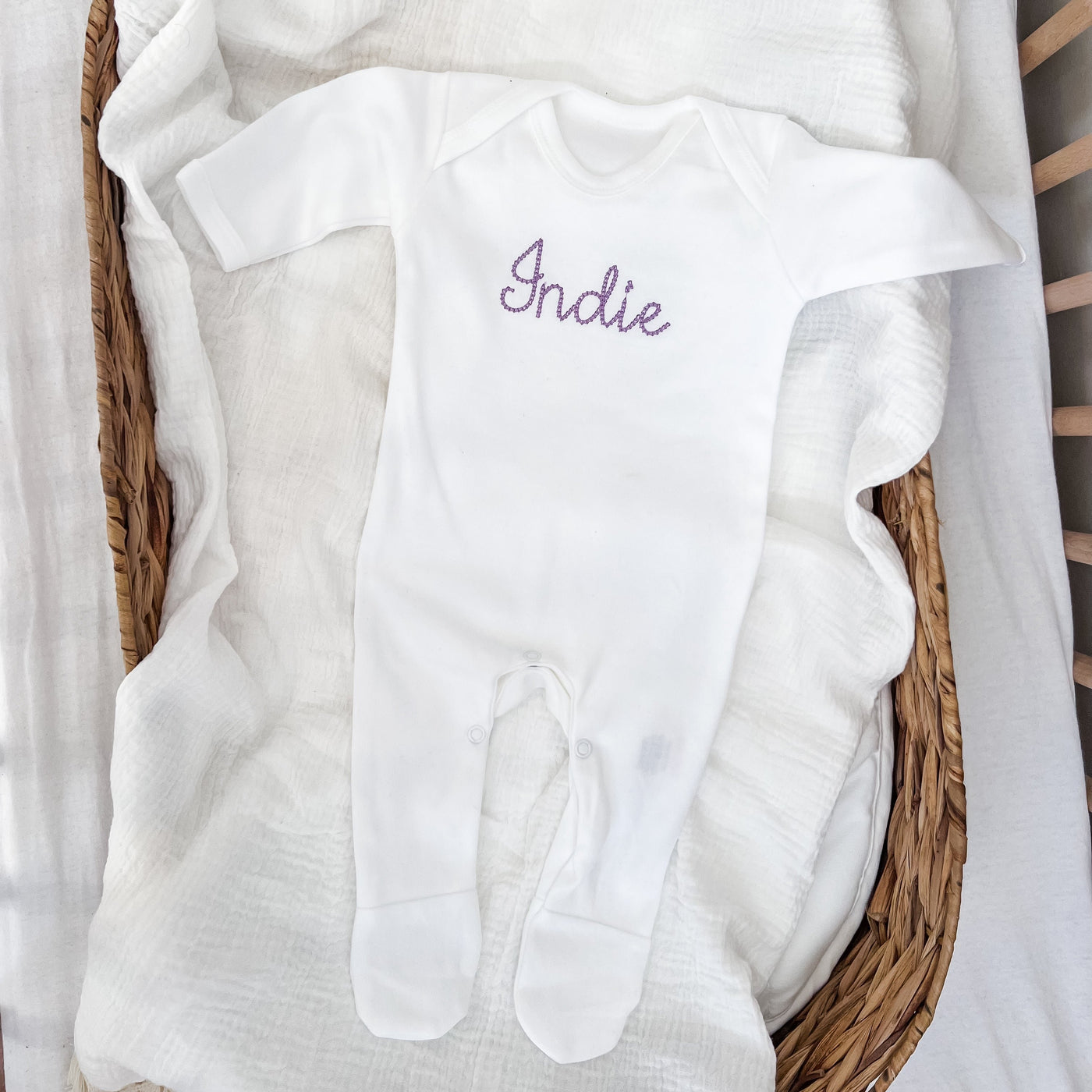 Personalised Chain Embroidered Sleepsuit