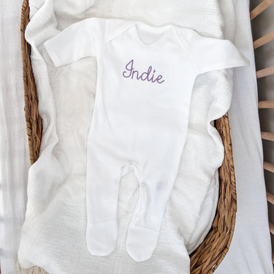 Personalised Chain Embroidered Sleepsuit