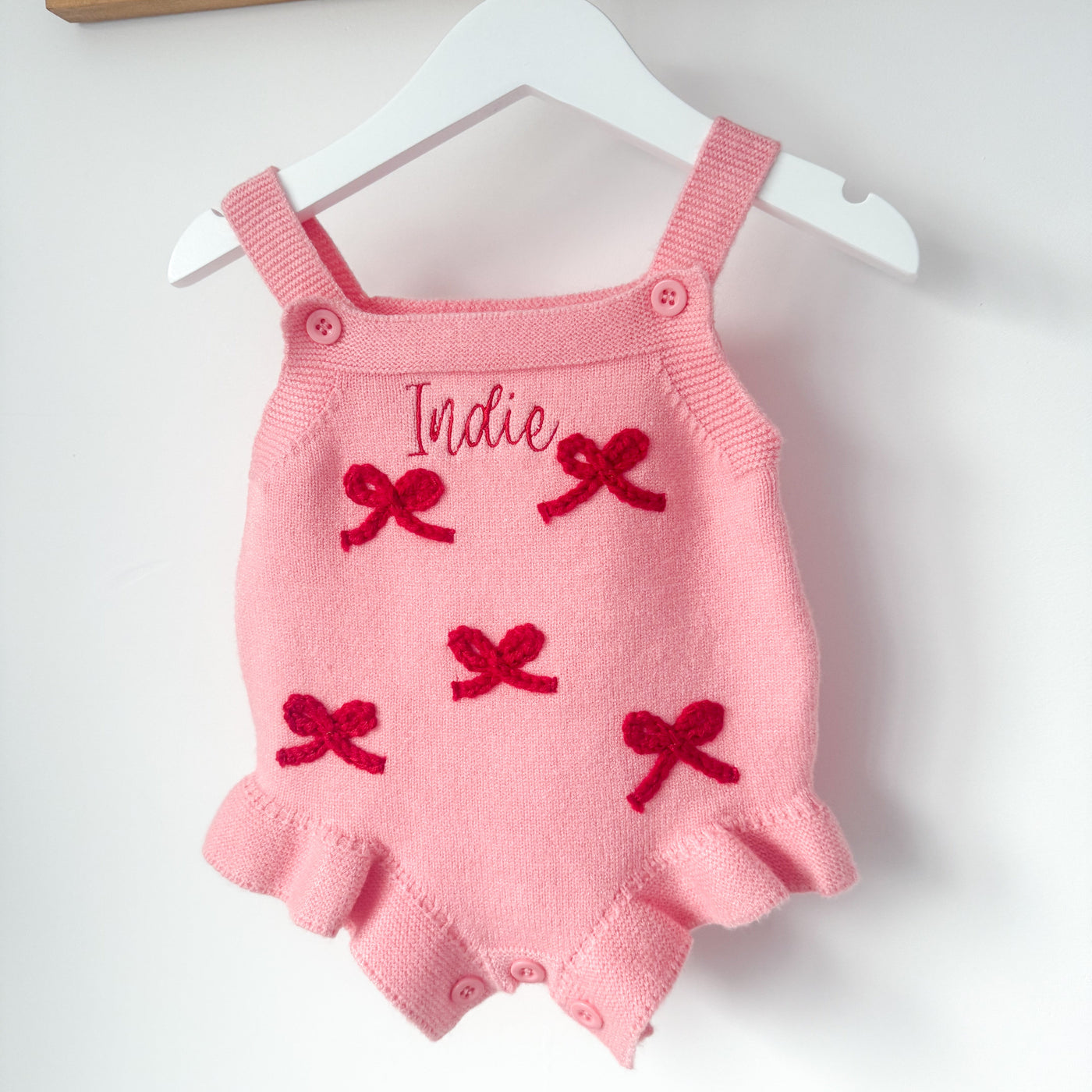 Pink Bow Personalised Romper