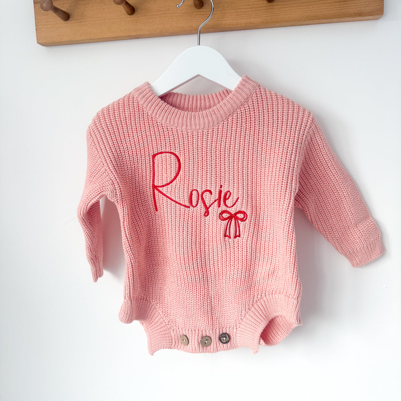 Personalised Script Bow Knitted Romper