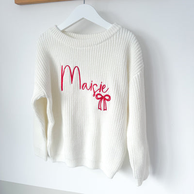 Personalised Script Bow Knitted jumper