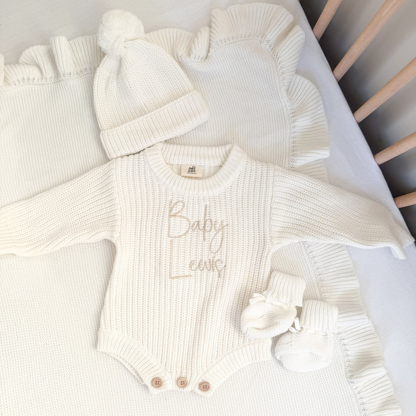 White Personalised Luxury Knitted Romper