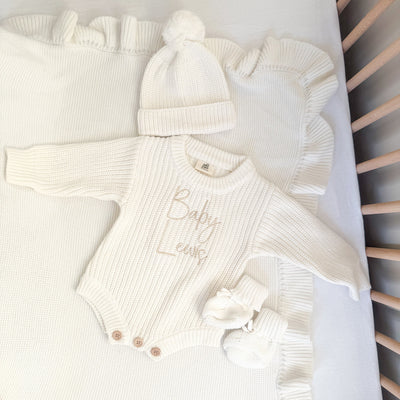 White Personalised Luxury Knitted Romper