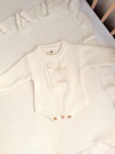 White Personalised Luxury Knitted Romper