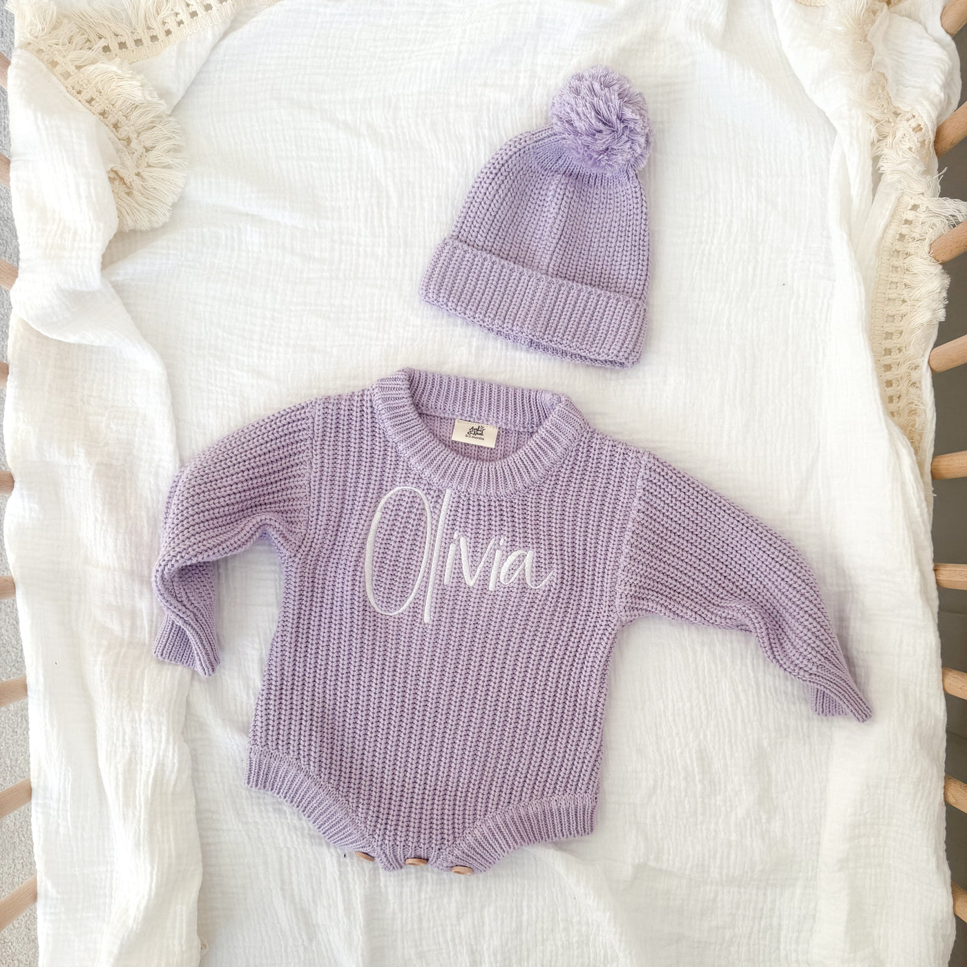 Purple Personalised Luxury Knitted Romper