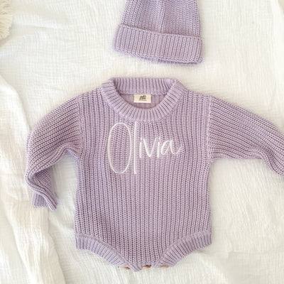 Purple Personalised Luxury Knitted Romper