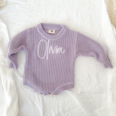 Purple Personalised Luxury Knitted Romper