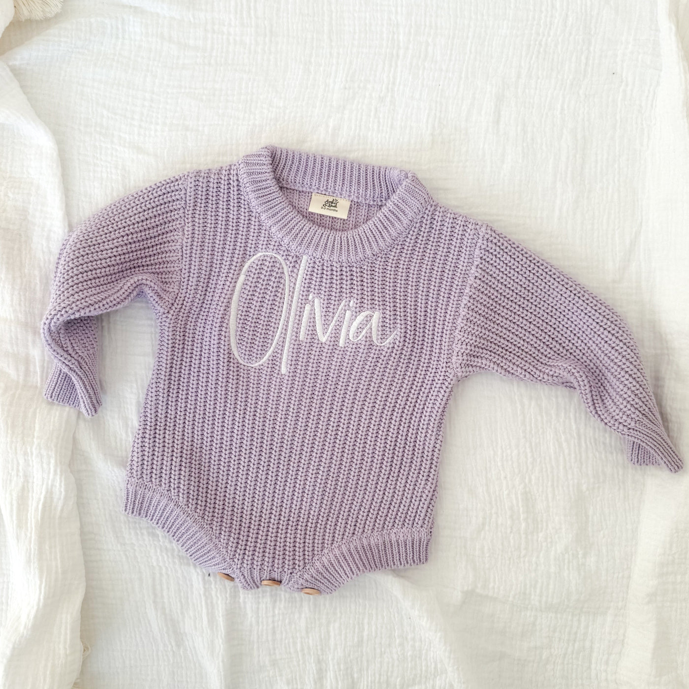 Purple Personalised Luxury Knitted Romper