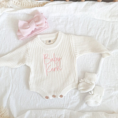 White Personalised Luxury Knitted Romper