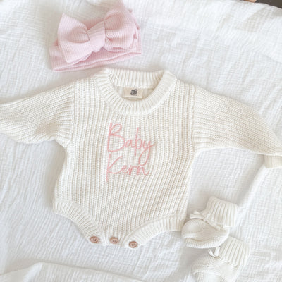 White Personalised Luxury Knitted Romper