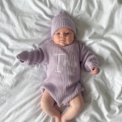 Purple Personalised Luxury Knitted Romper