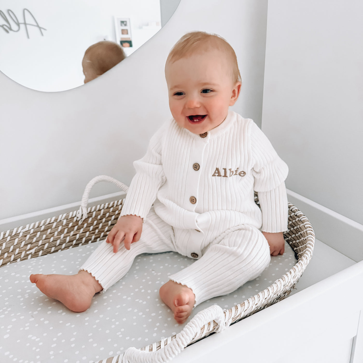 White Personalised Long Sleeve Romper