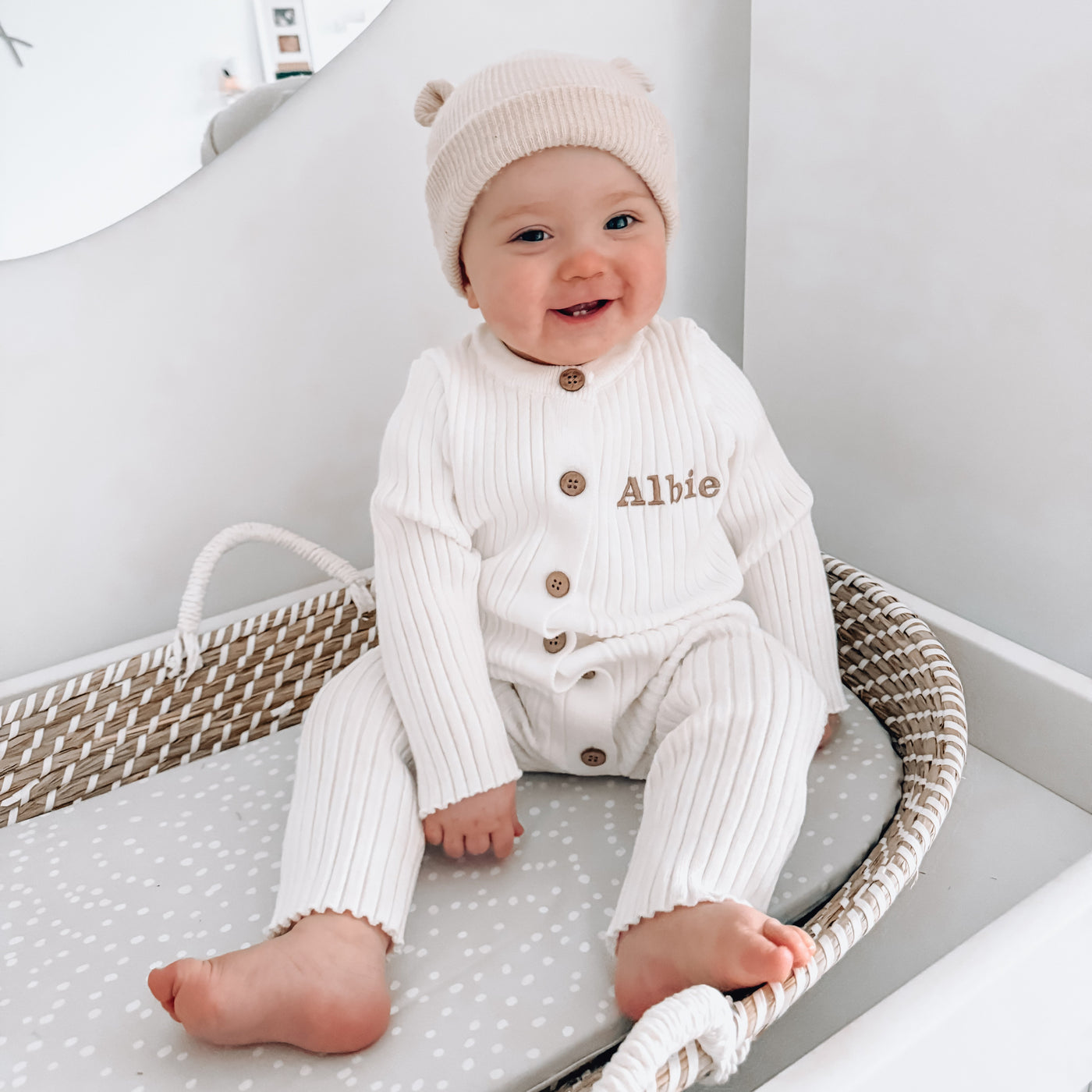 White Personalised Long Sleeve Romper