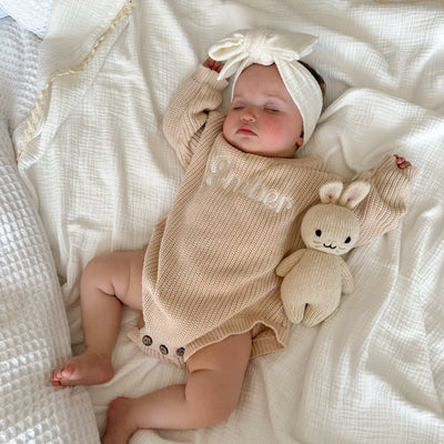 Cream Personalised Knitted Romper