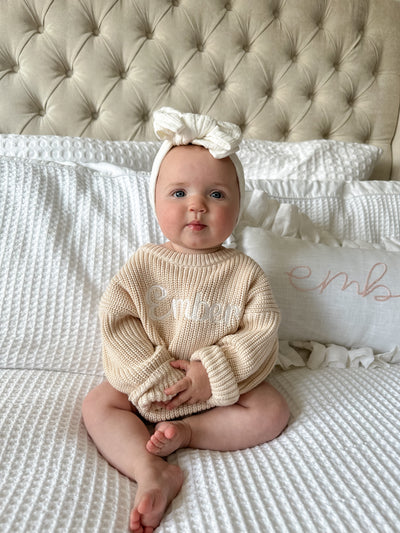 Cream Personalised Knitted Romper