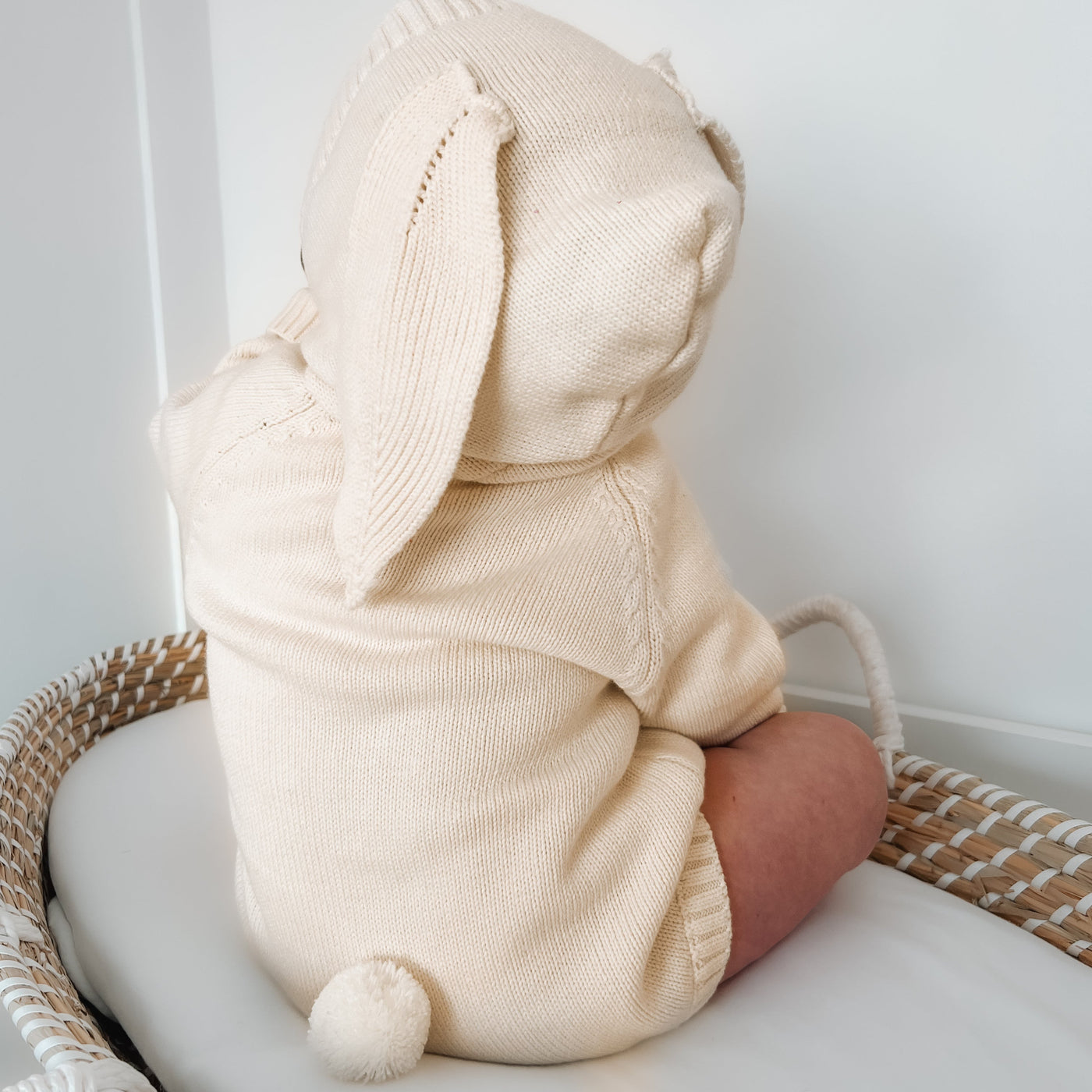 Cream Bunny Ear Knitted Romper