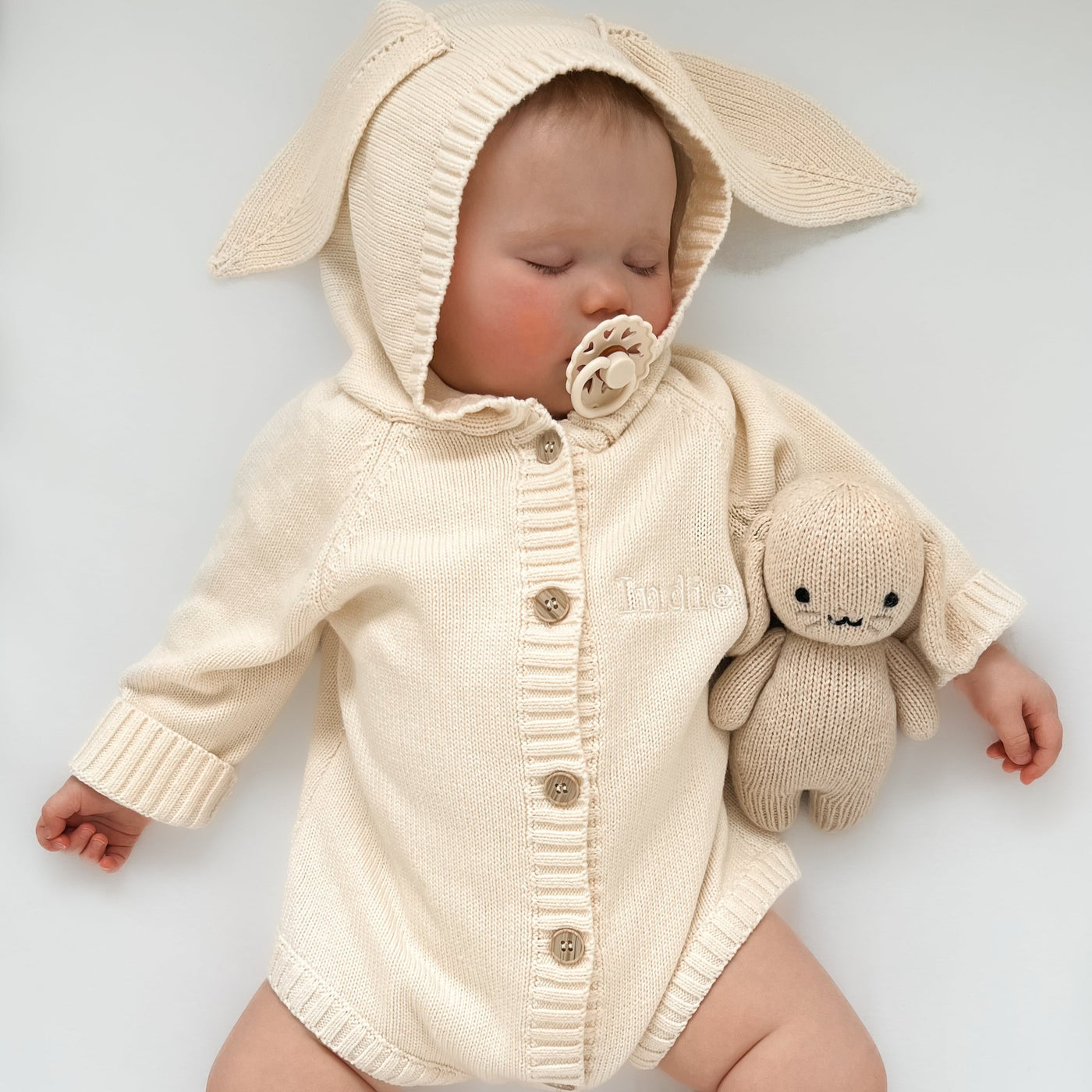 Cream Bunny Ear Knitted Romper