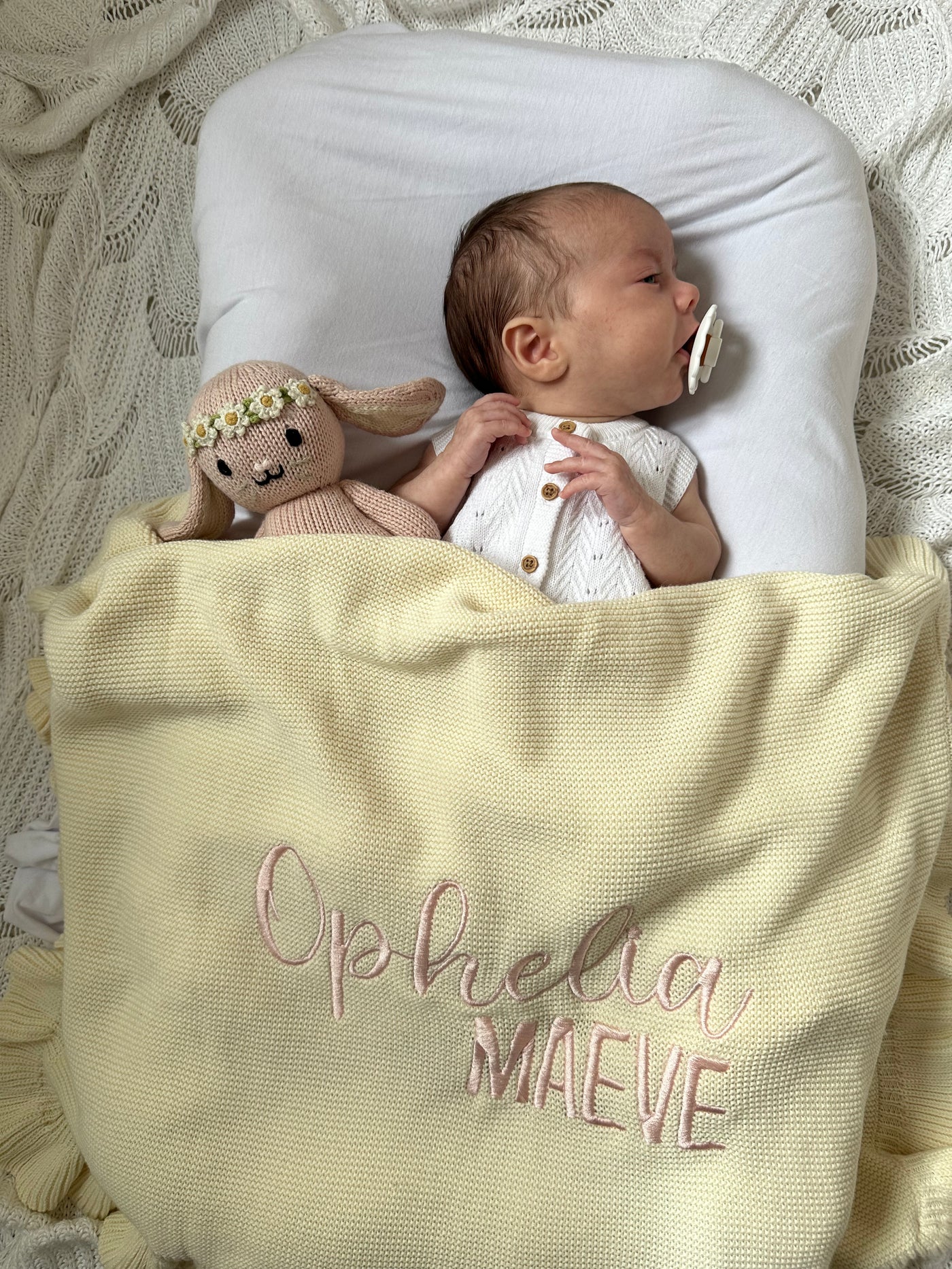 Cream Frill Personalised Blanket - PREORDER