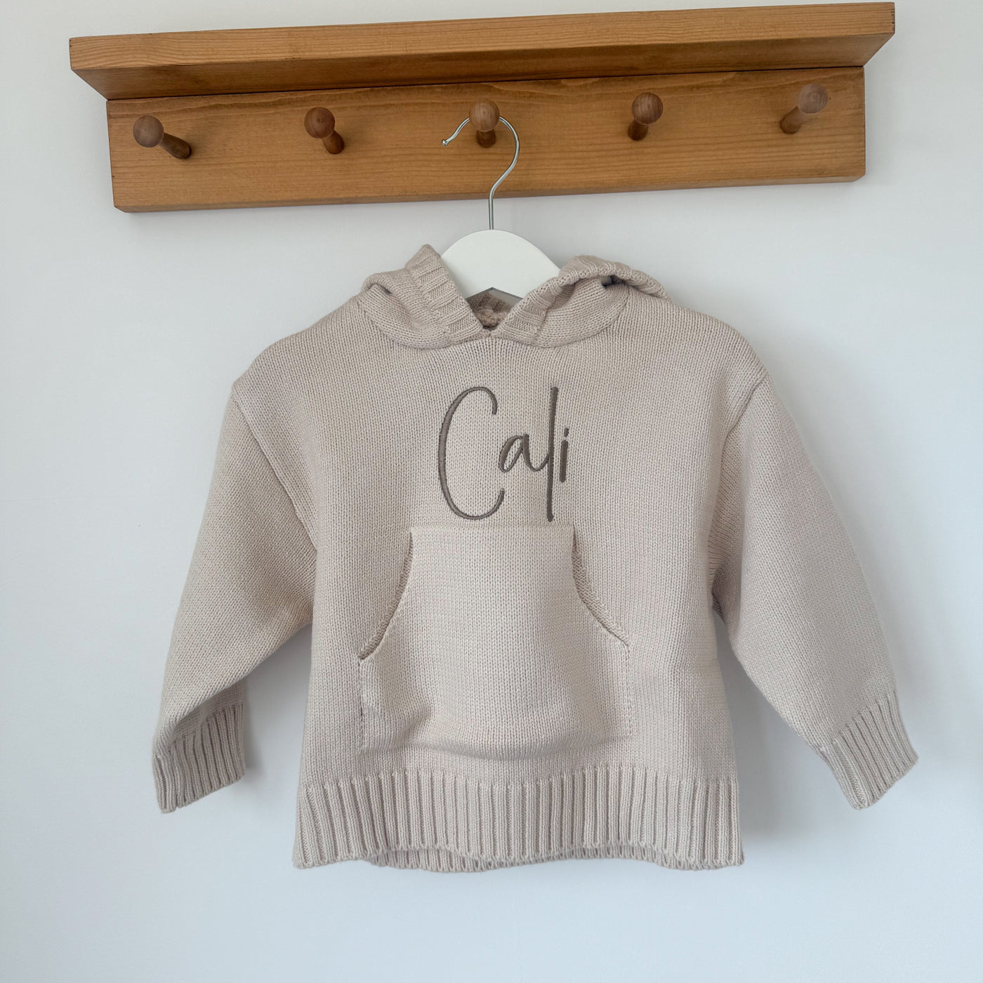 Cream Personalised Knitted Hoody