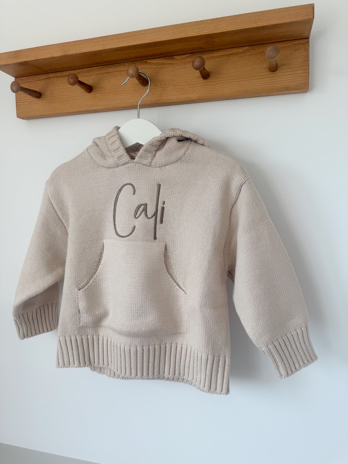 Cream Personalised Knitted Hoody