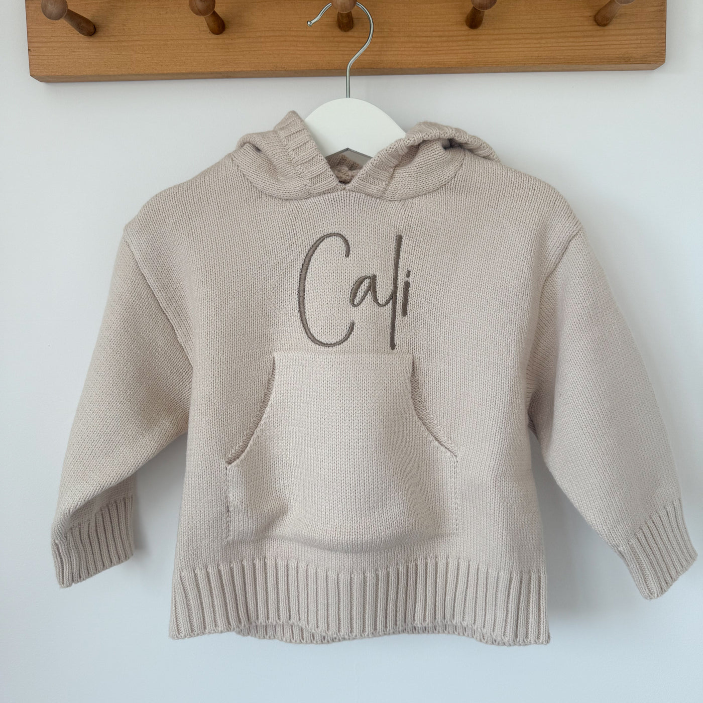 Cream Personalised Knitted Hoody