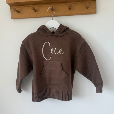 Mocha Personalised Knitted Hoody