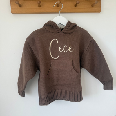 Mocha Personalised Knitted Hoody