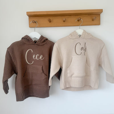 Mocha Personalised Knitted Hoody