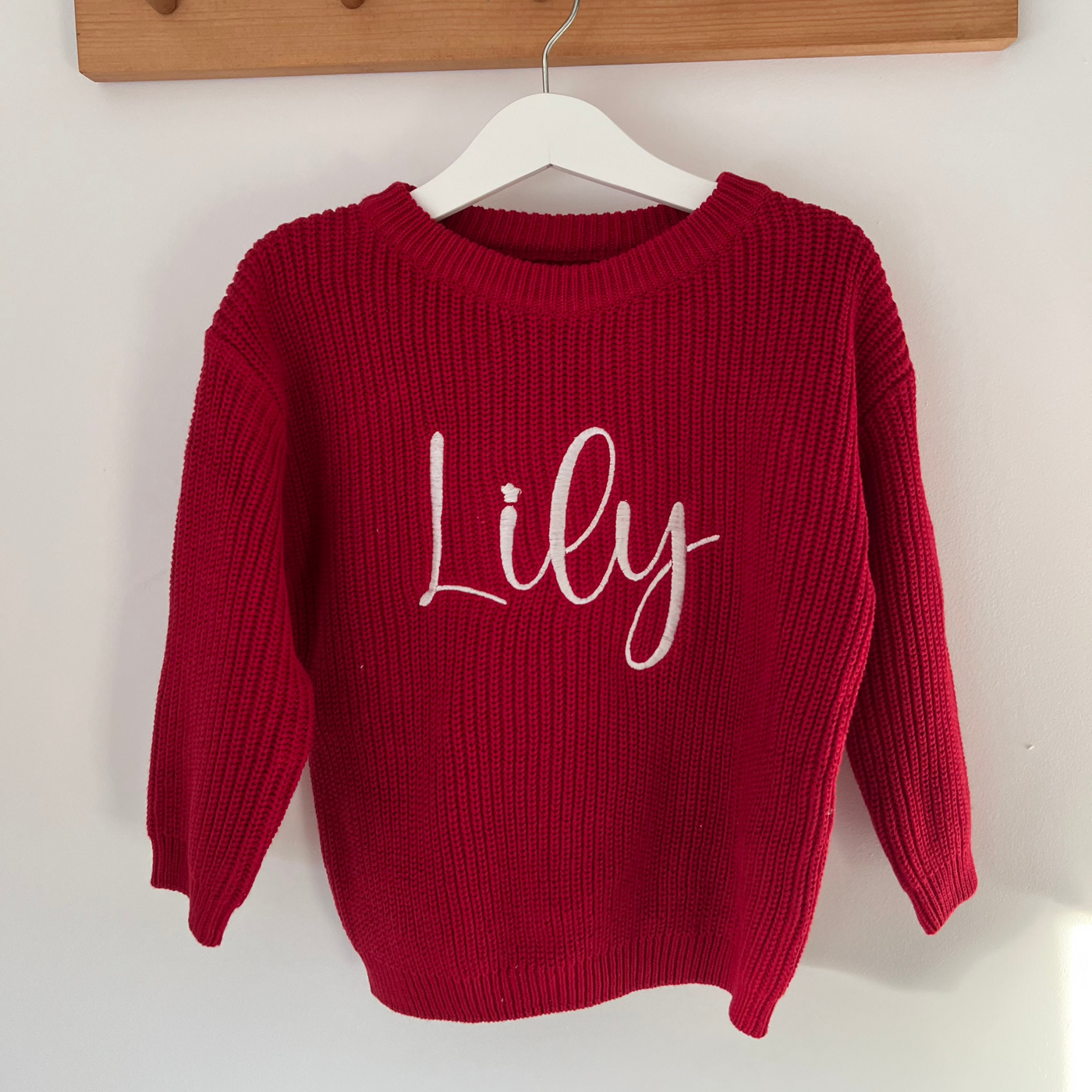 Red Knitted Personalised Jumper