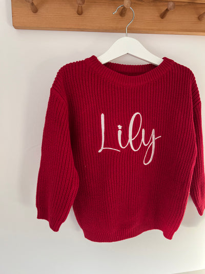 Red Knitted Personalised Jumper