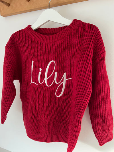 Red Knitted Personalised Jumper