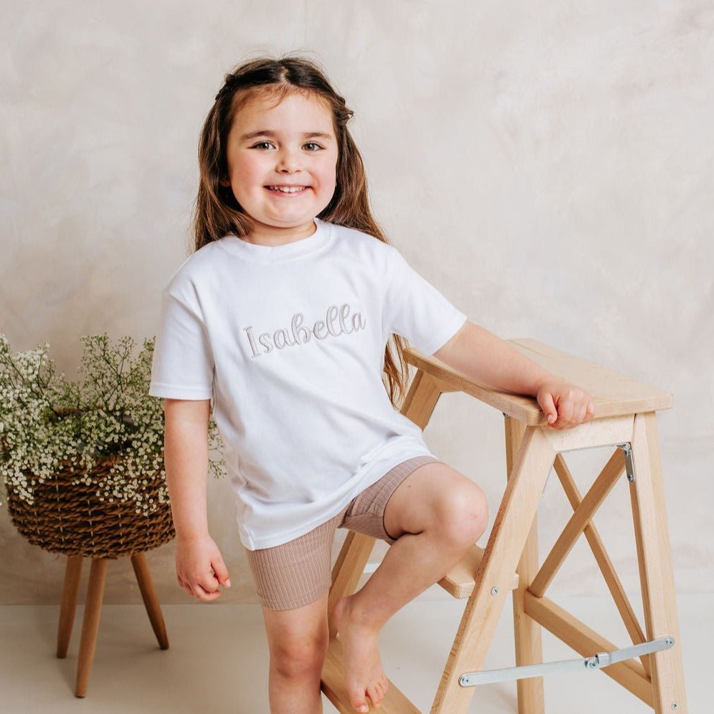 Personalised Tshirt and Sand Cycling Short Set - Amber and Noah