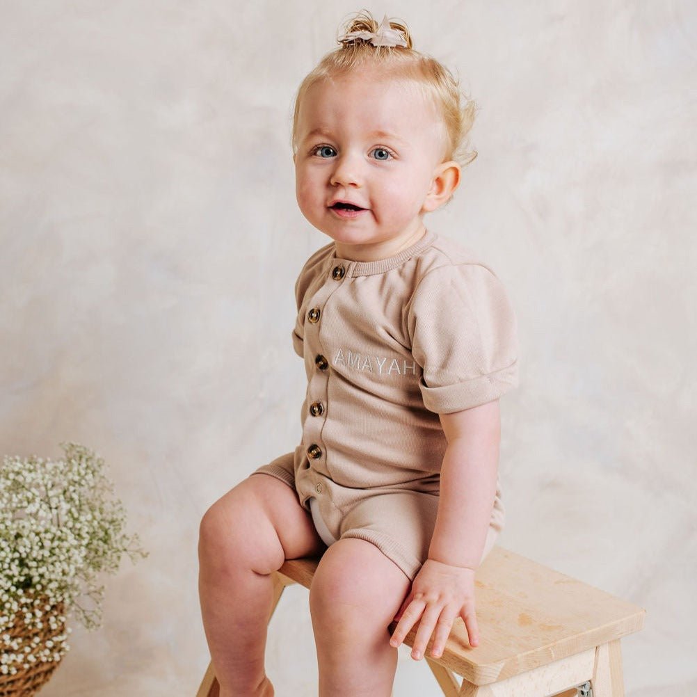 Sand Embroidered Summer Romper - Amber and Noah